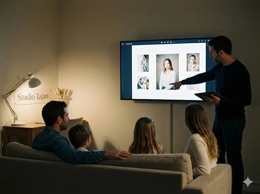 Image d'illustration montrant la présentation des photos après une séance au Studio Tajan de Tarbes.